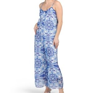 Made In Italy Silk Blend Tile Print Jumpsuit Size US XL